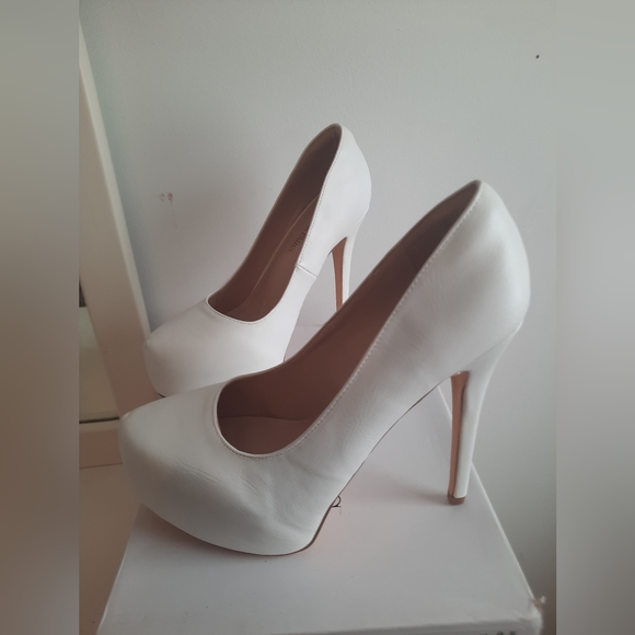 Leather white platform stiletto - Picture 5 of 7